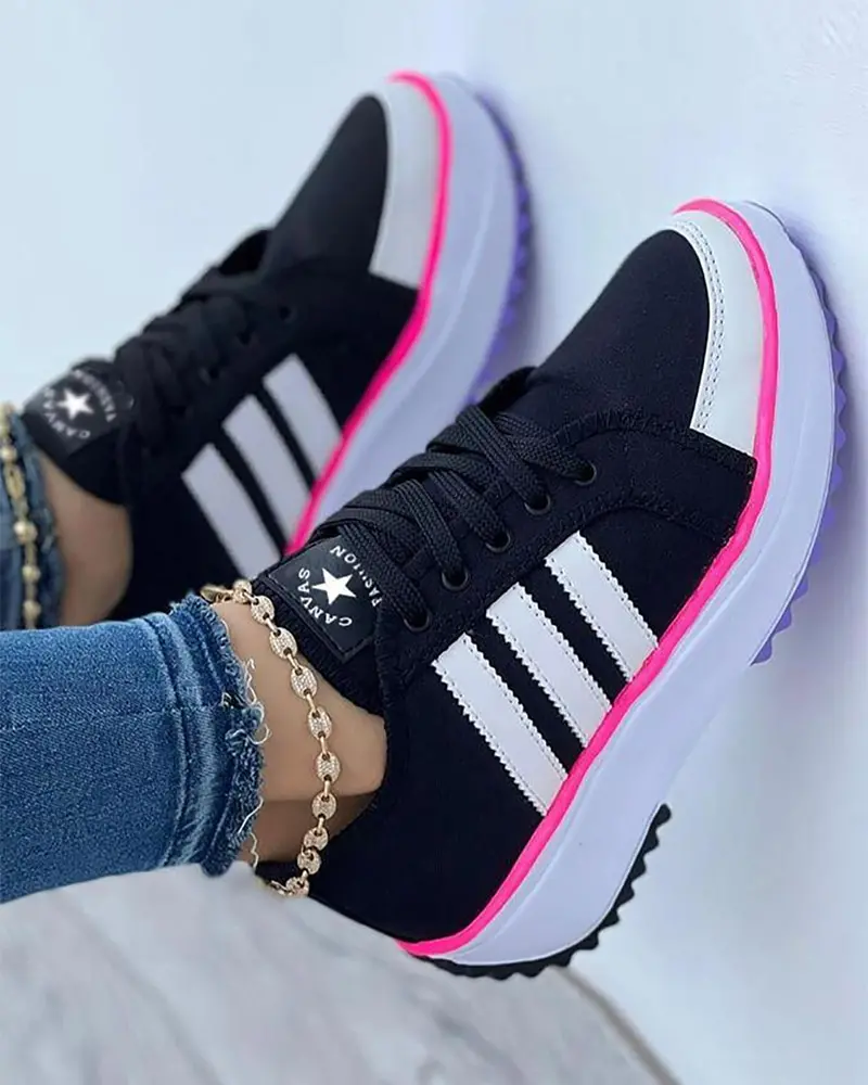Black Women's Sneakers Breathable Canvas With Non-Slip Rubber Sole