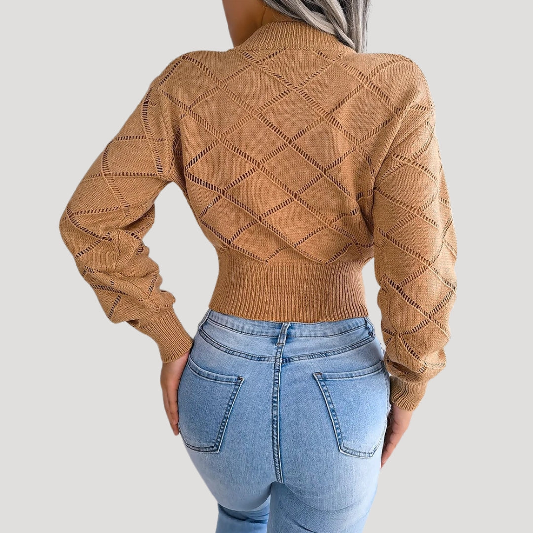 Women's Turtleneck Sweater With High Neckline Fashionable Knitted Pullover