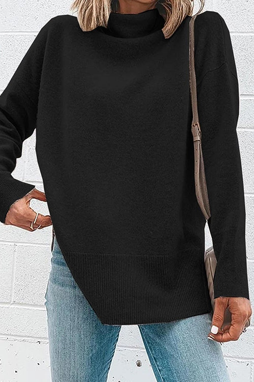 Women's Turtleneck with Lowered Shoulder and Long Sleeves