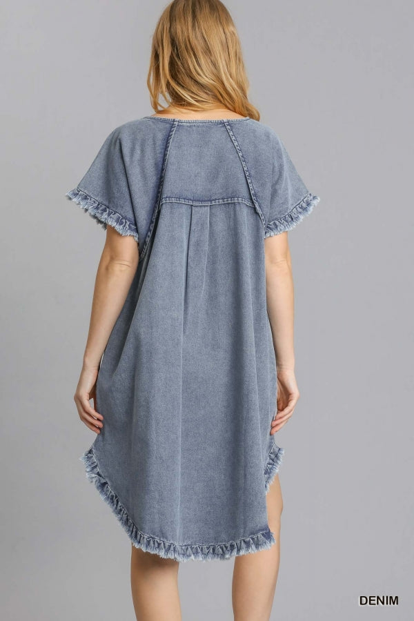 Women's Denim Dress with Fringe