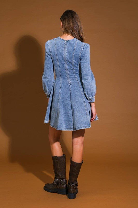 Women's Denim Skater Mini Dress
