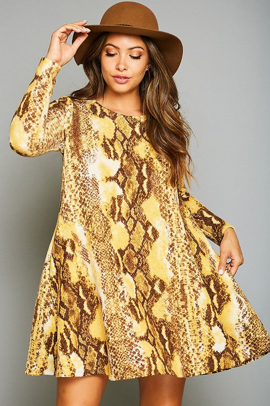 Women's Mini Dress Animal Print with Pockets