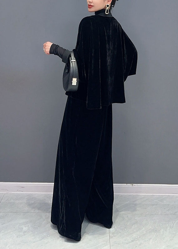 Women's Two-piece Set V-neck Jacket and Wide Leg Trousers