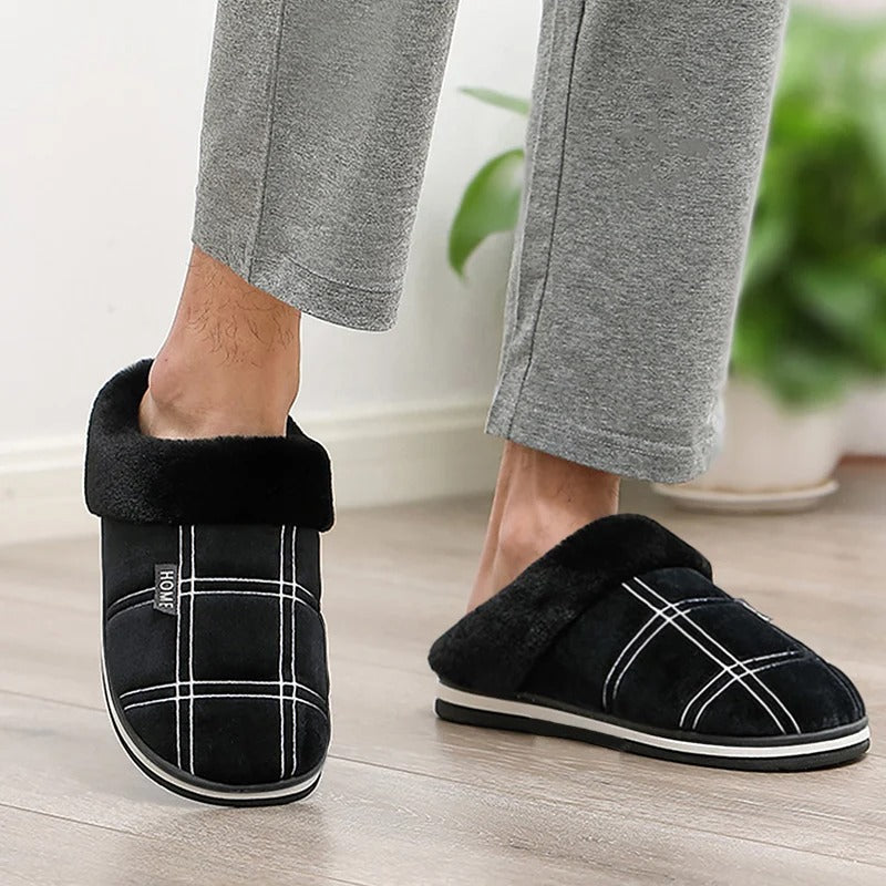 Flock Striped Men's Indoor Slippers