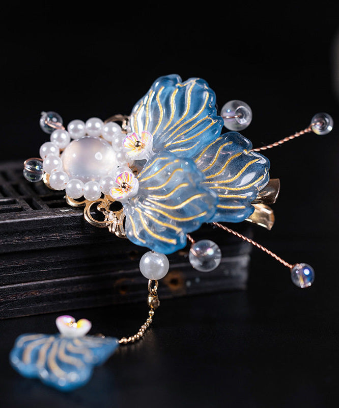 Girls' Hairpin Set Goldfish Design Blue Glaze 3