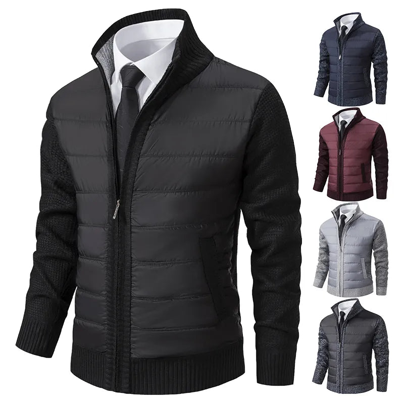 Men's Quilted Jacket with Ribbed Sleeves