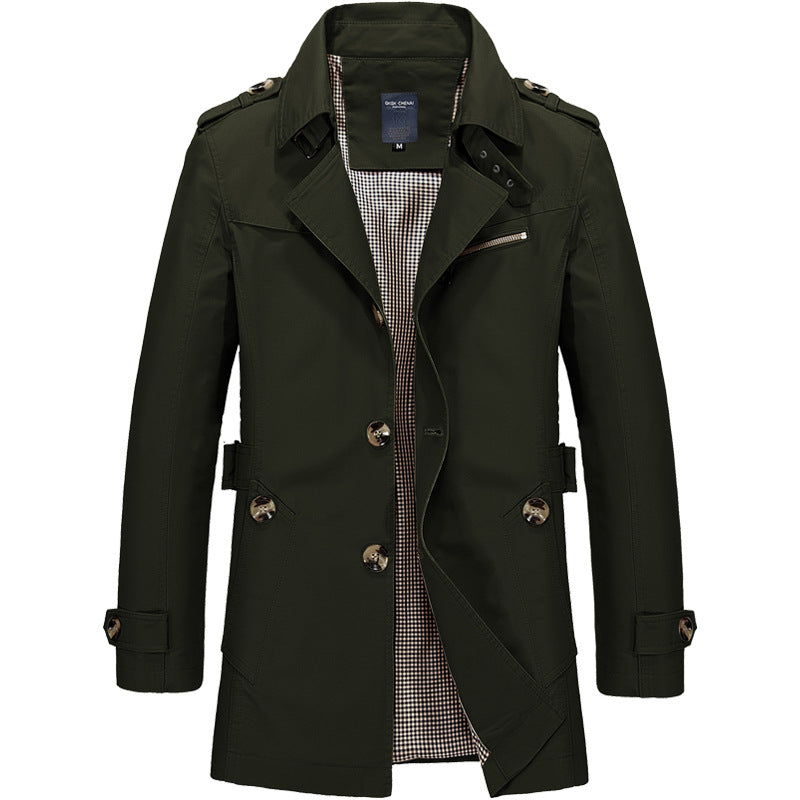 Men's Trench Coat Double-breasted Texture Soft Blended