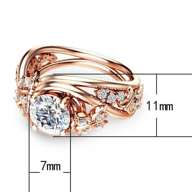Hollow Rhinestone Butterfly Flower Ring