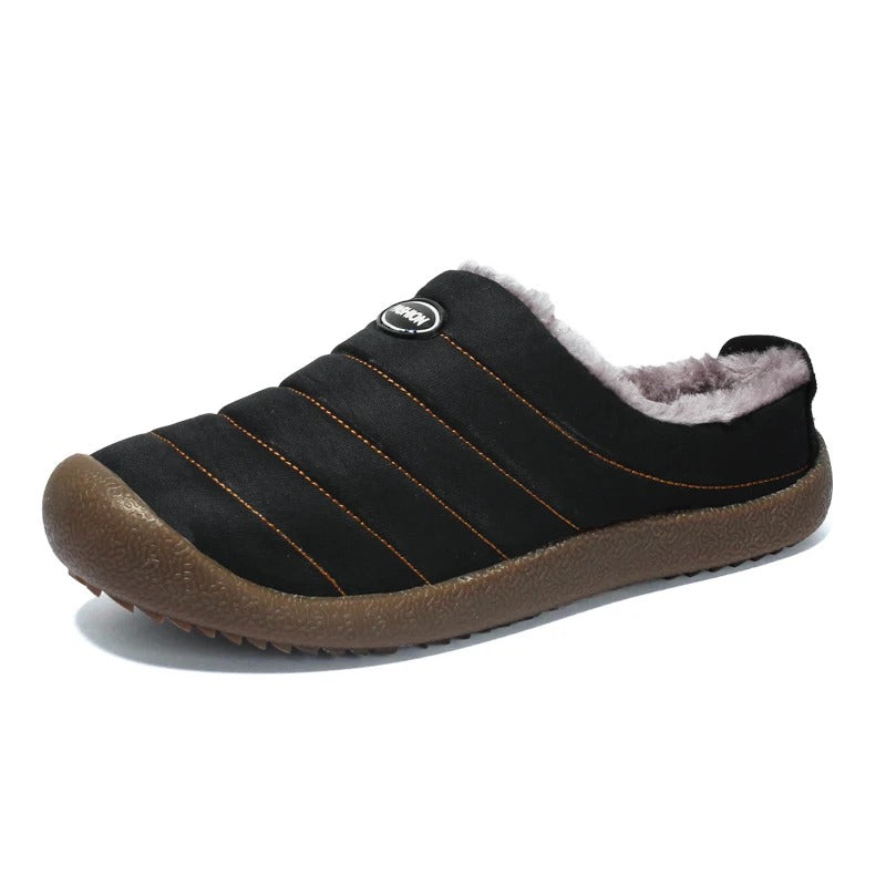 Men's slip-on winter shoes with plush lining and rubber soles