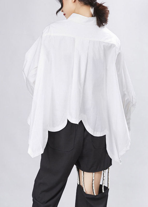 Ladies Asymmetric Design Long Sleeve Shirt with PeterPan Collar