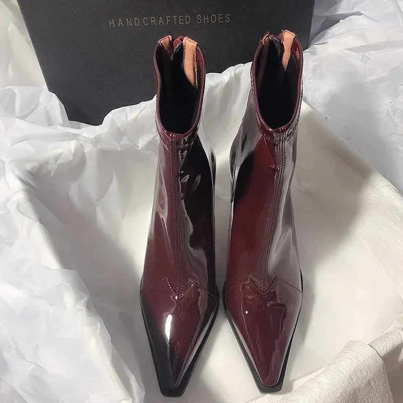 Ladies Boots Pointed Nose Elegant Faux Leather for Formal and Casual Occasions