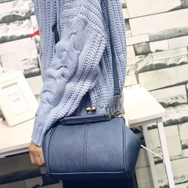 Ladies Clip Handbag Elegant Style Faux Leather