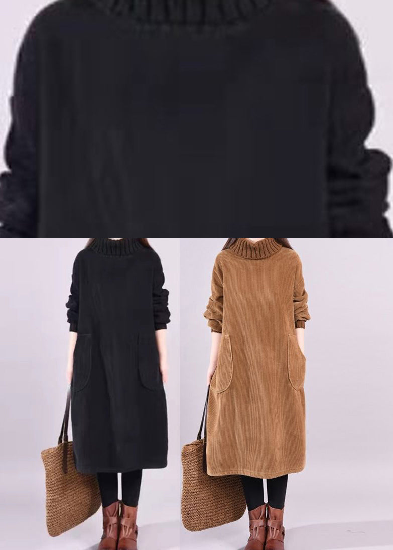 Ladies' Dress Corduroy with Turtle Neck and Long Sleeves