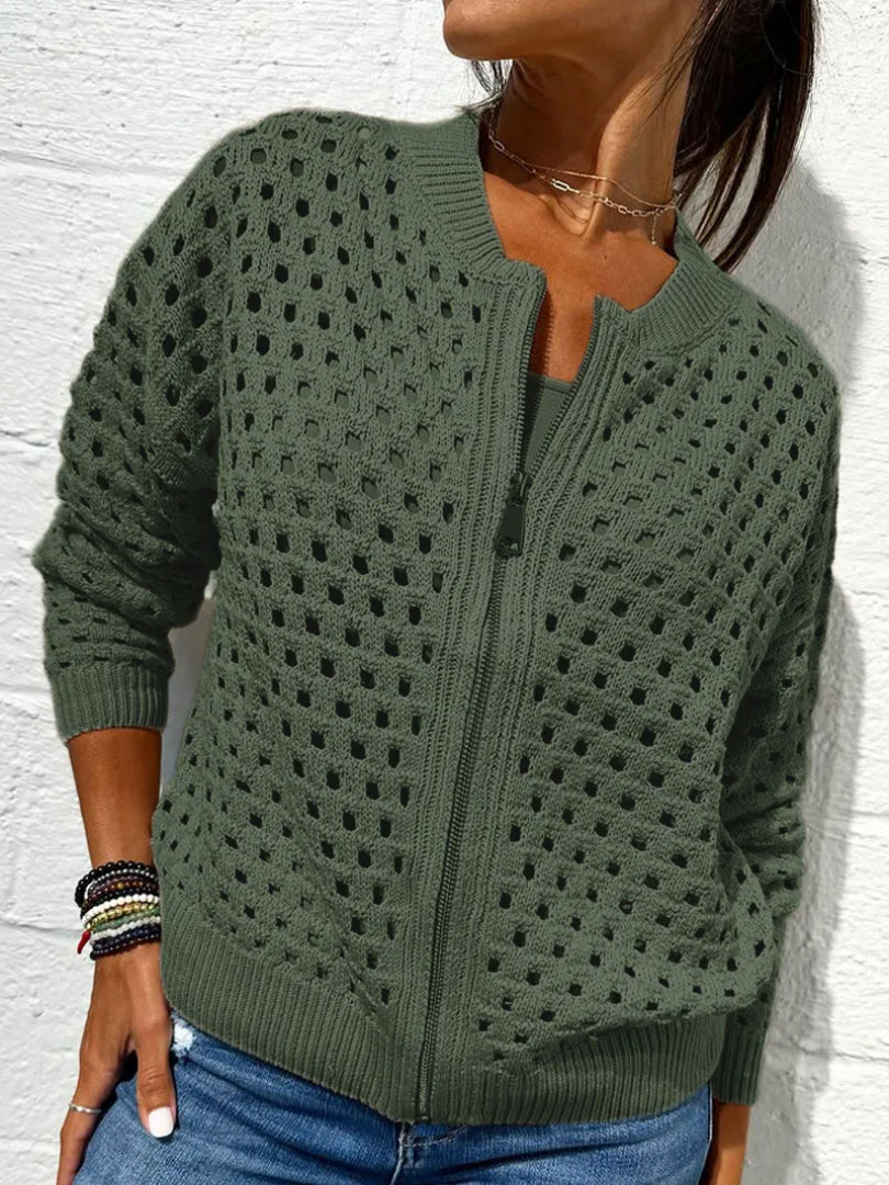 Ladies' Jacket With Perforations and Zipper