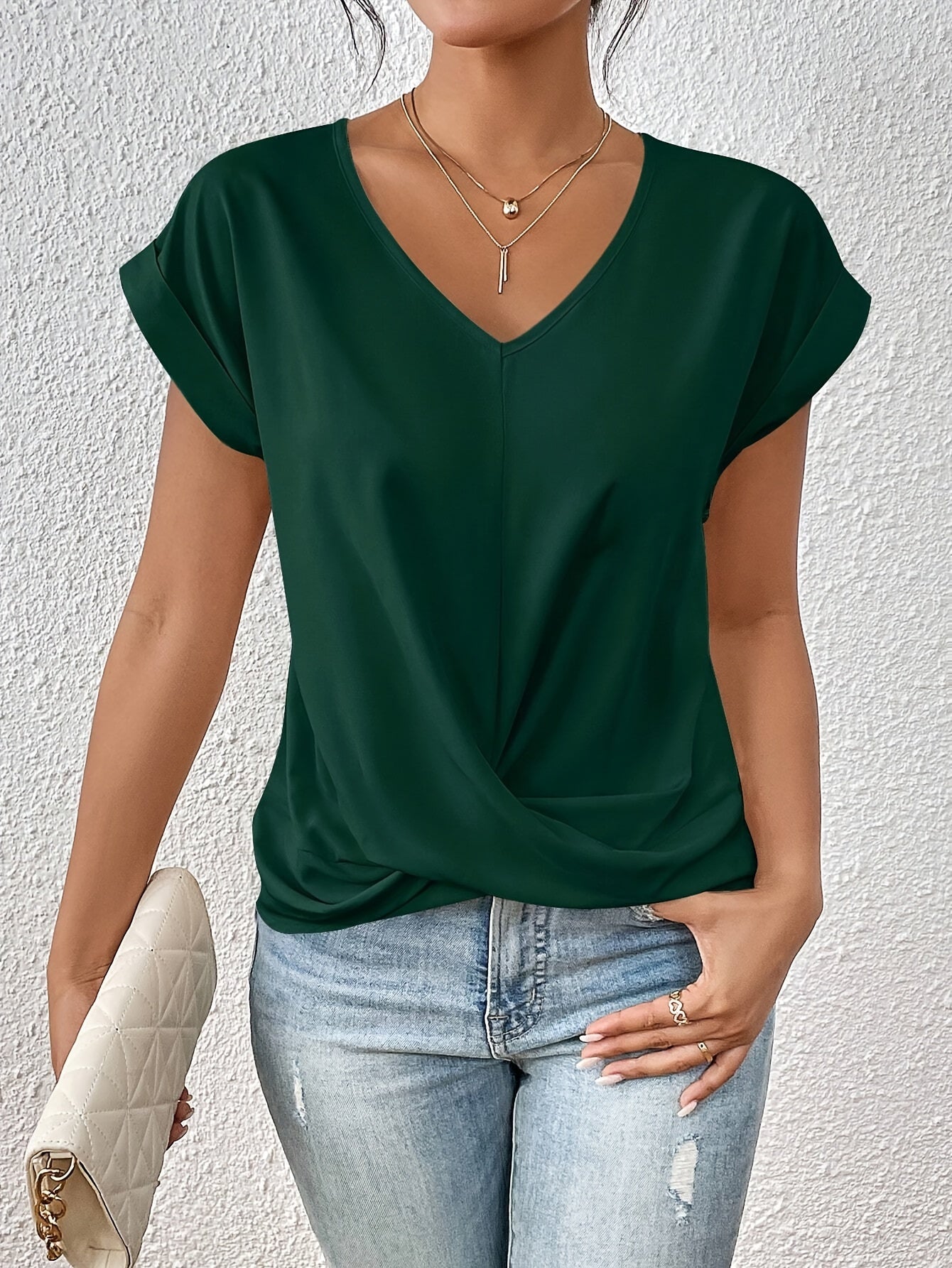 Ladies T-Shirt Casual Sweetheart Neckline