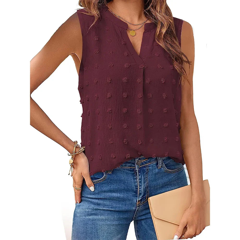 Ladies Tanktop V-neck Casual Soft Breathable Fabric