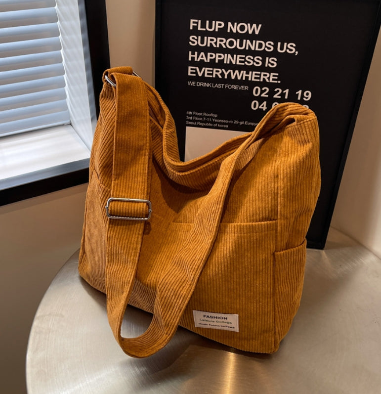 Ladies shoulder bag Corduroy Roomy