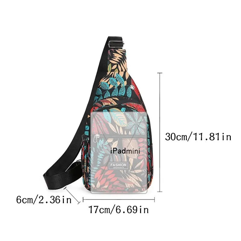 Leaf printed chest bag