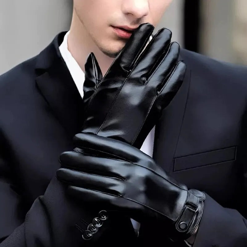 Leather Style men's winter gloves