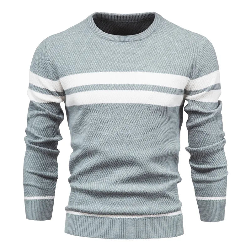 Men's Knitted Sweater with Modern Striped Detail