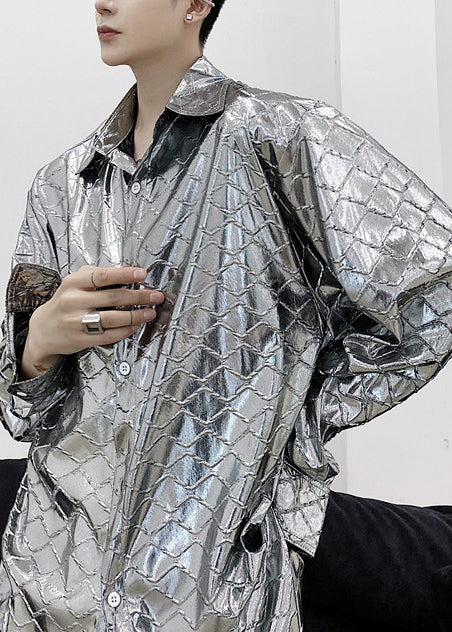 Men's Oversized Plaid Casual Shirt Fall Style 4
