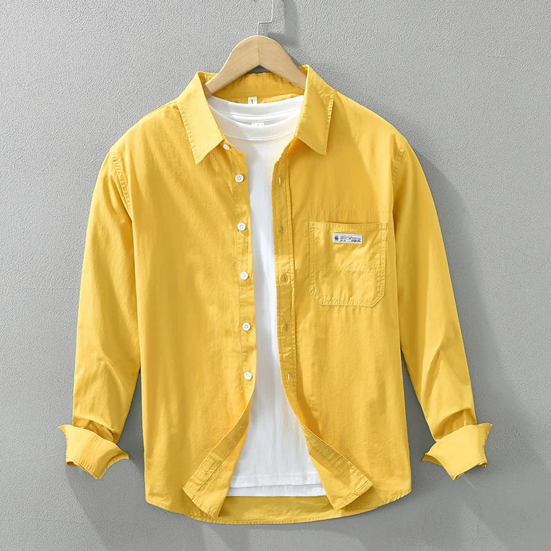 Men's Casual Cotton Shirt with Breast Pocket