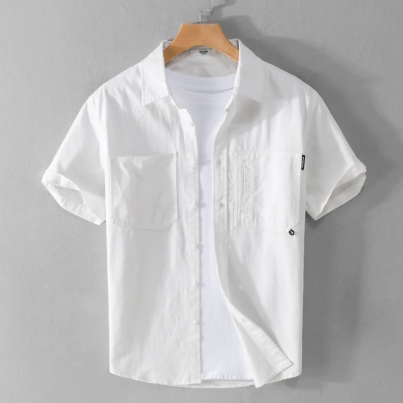 Men's Casual Shirt Plain Cotton Breathable Regular Fit