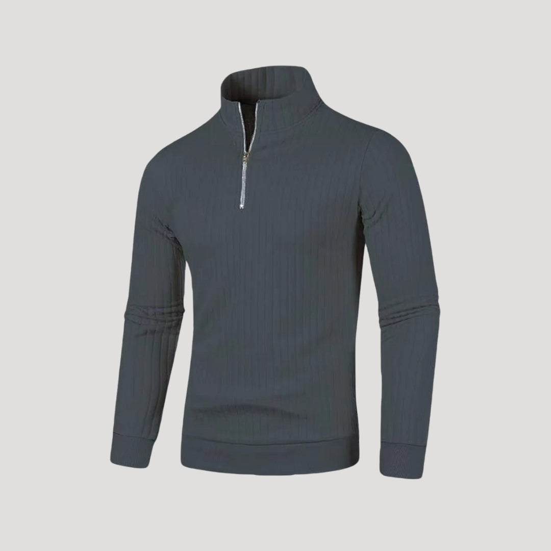 Men's Colt Sweater with Ribbed Texture and Quarter Zipper
