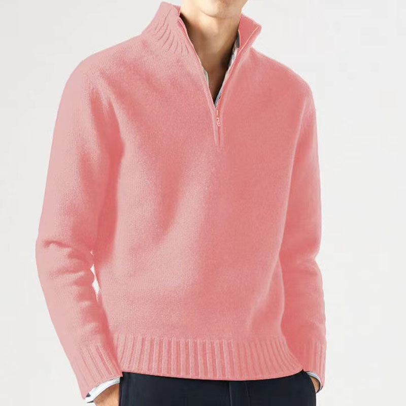 Men's Half-Zip Sweater Stylish Design With Rib-knit Cuffs