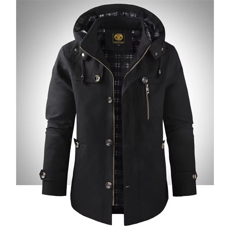 Men's Long Winter Jacket Waterproof with Hood