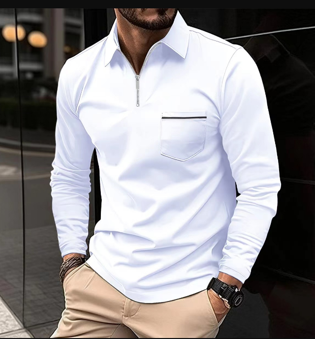 Men's Long-sleeved Polo Shirt Classic Cotton