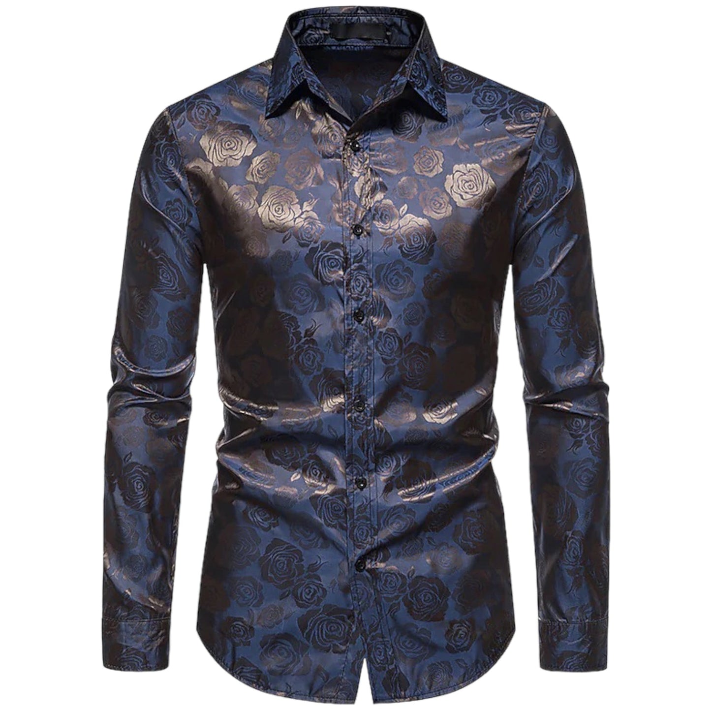Men's Long-sleeved Shirt Floral Detail Cotton Blend