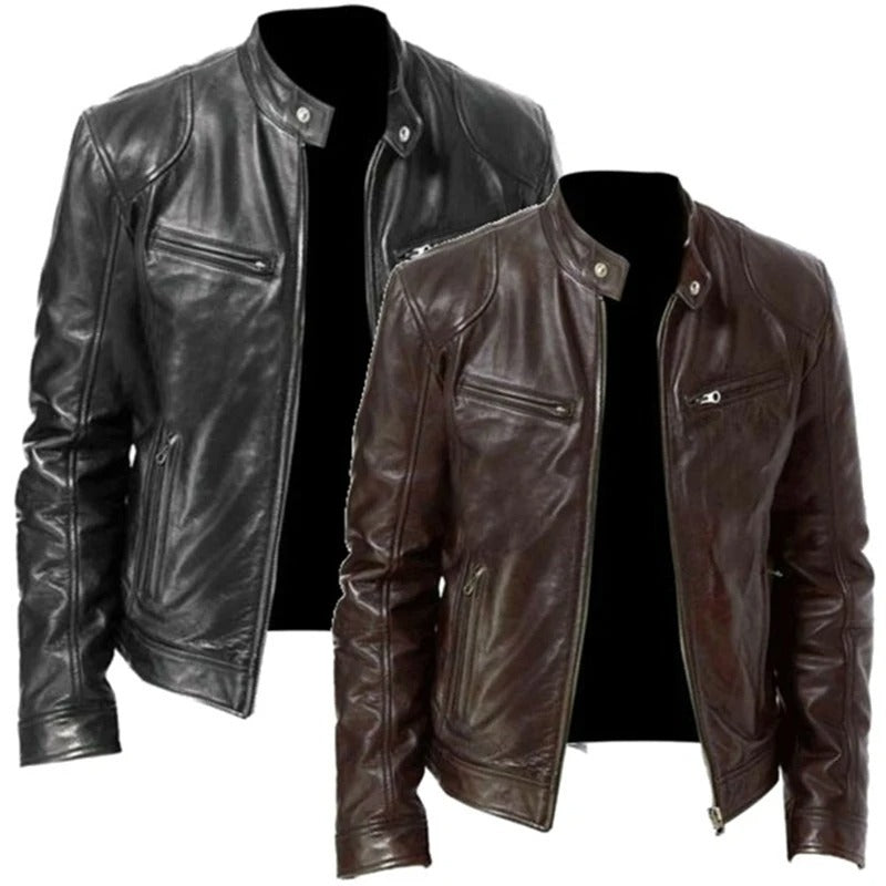 Men's Motorcycle Leather Style Jacket