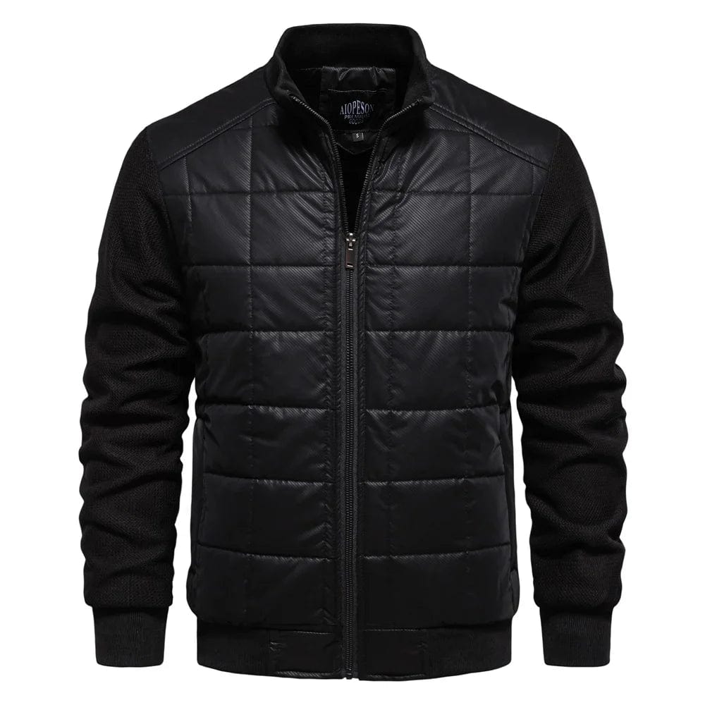 Men's Quilted Jacket Classic With Rib Knitted Sleeves