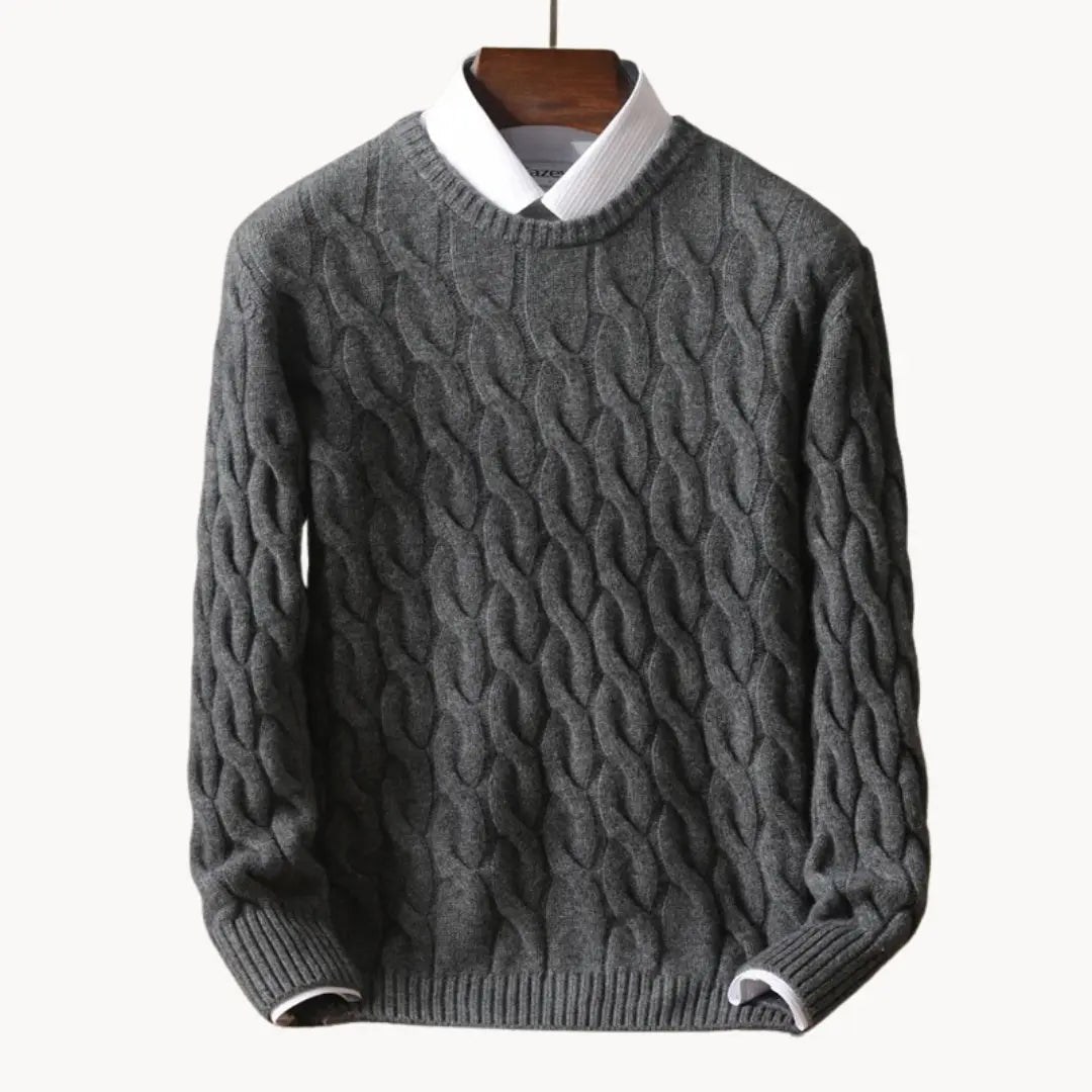 Men's Sweater Classic Round Neck With Honeycomb Seams