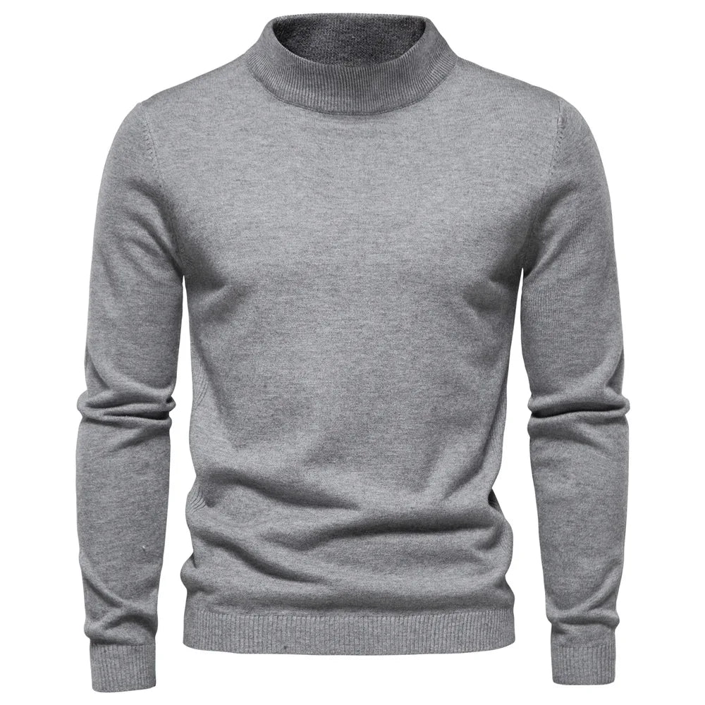 Men's Turtleneck Sweater With Check Pattern Casual Style