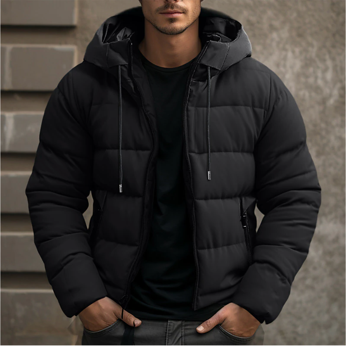 Men's Winter Jacket Waterproof with Adjustable Hood