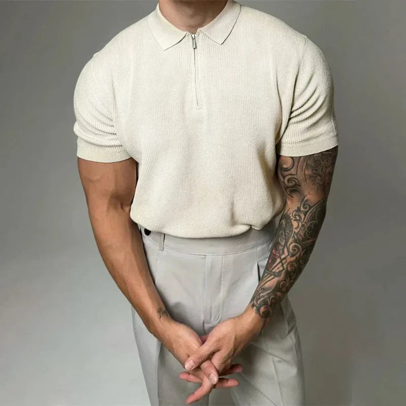 Men's Zip-Up Muscle Sweater With Modern Details