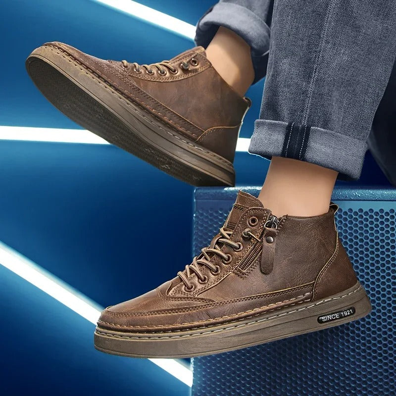 Men's high leather style ankle boots