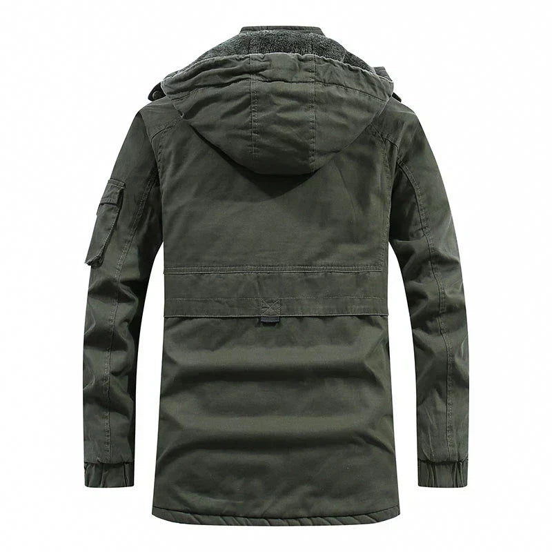 Men's hooded winter coat with fleece lining