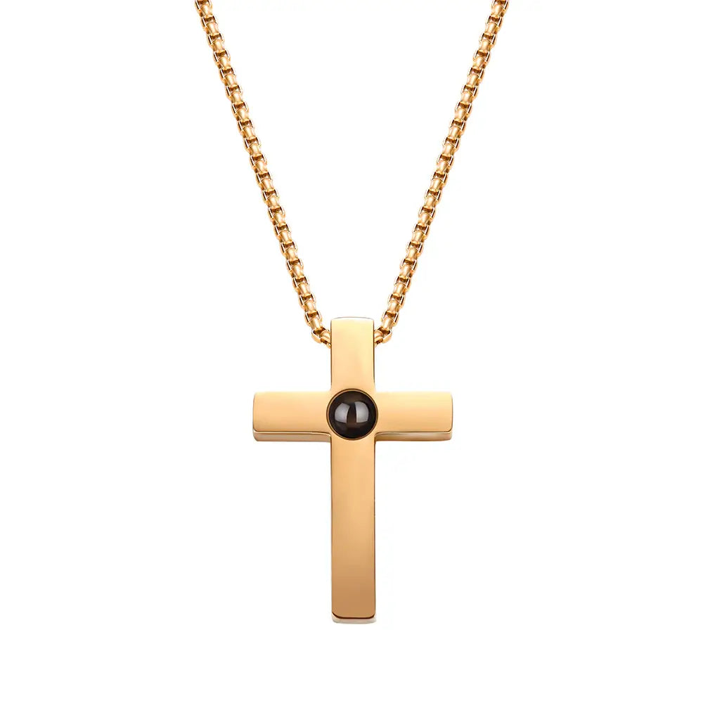 Photo Projection Cross Necklace