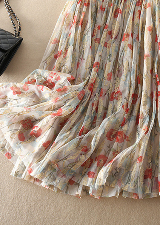 Women's Tulle Skirt With Zipper and Print