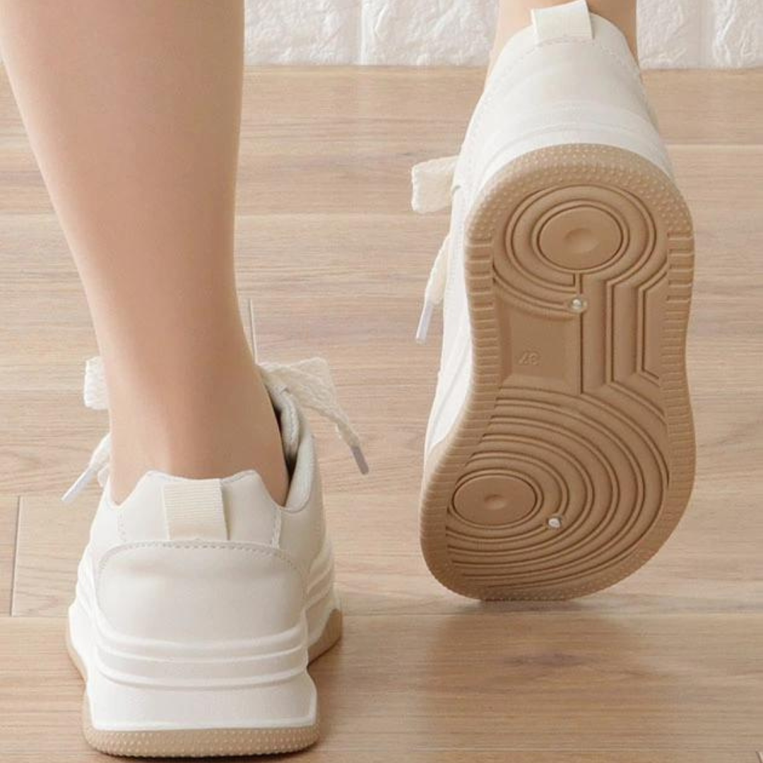White chunky trainers for women