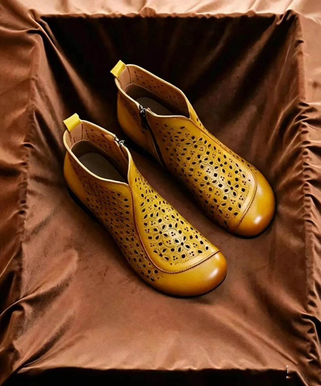 Women's Ankle Boots Vintage Style Low Heel with Side Zipper 3