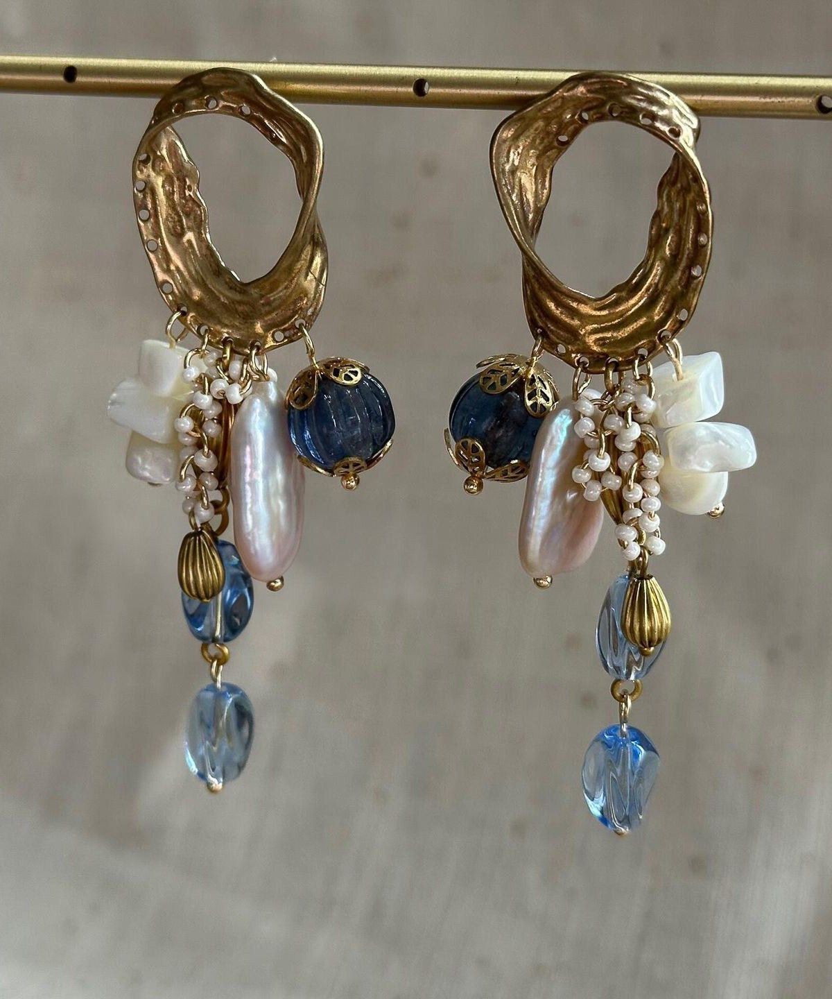 Women's Asymmetrical Beaded Tassel Drop Earrings Multicolor 4