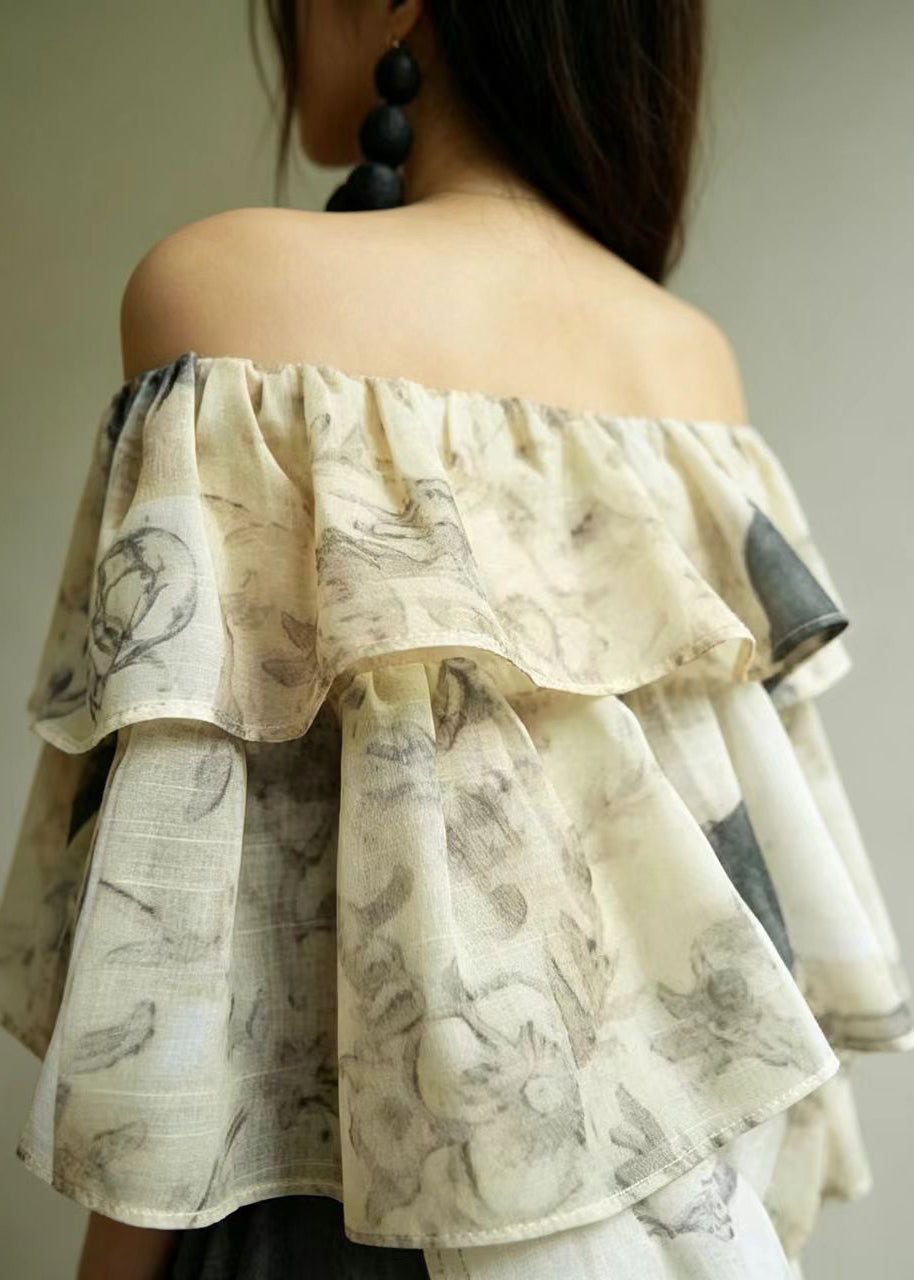 Women's Blouse Layered Print Slash Neck 4