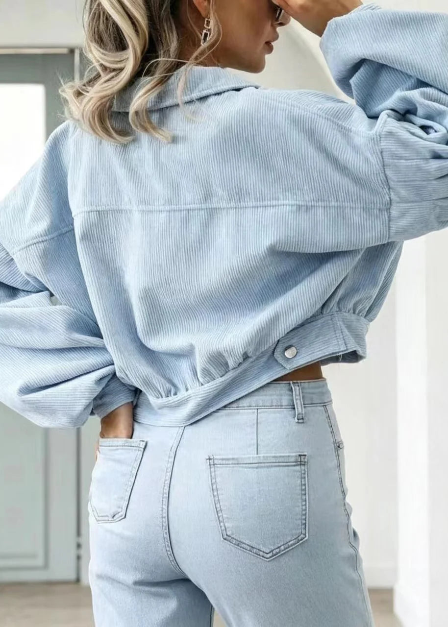 Women's Blouse with Lantern Sleeves and Turn-Down Collar 4