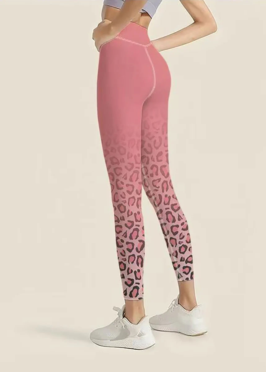 Women's Capri Leggings High Waist Gradient Leopard Print 4