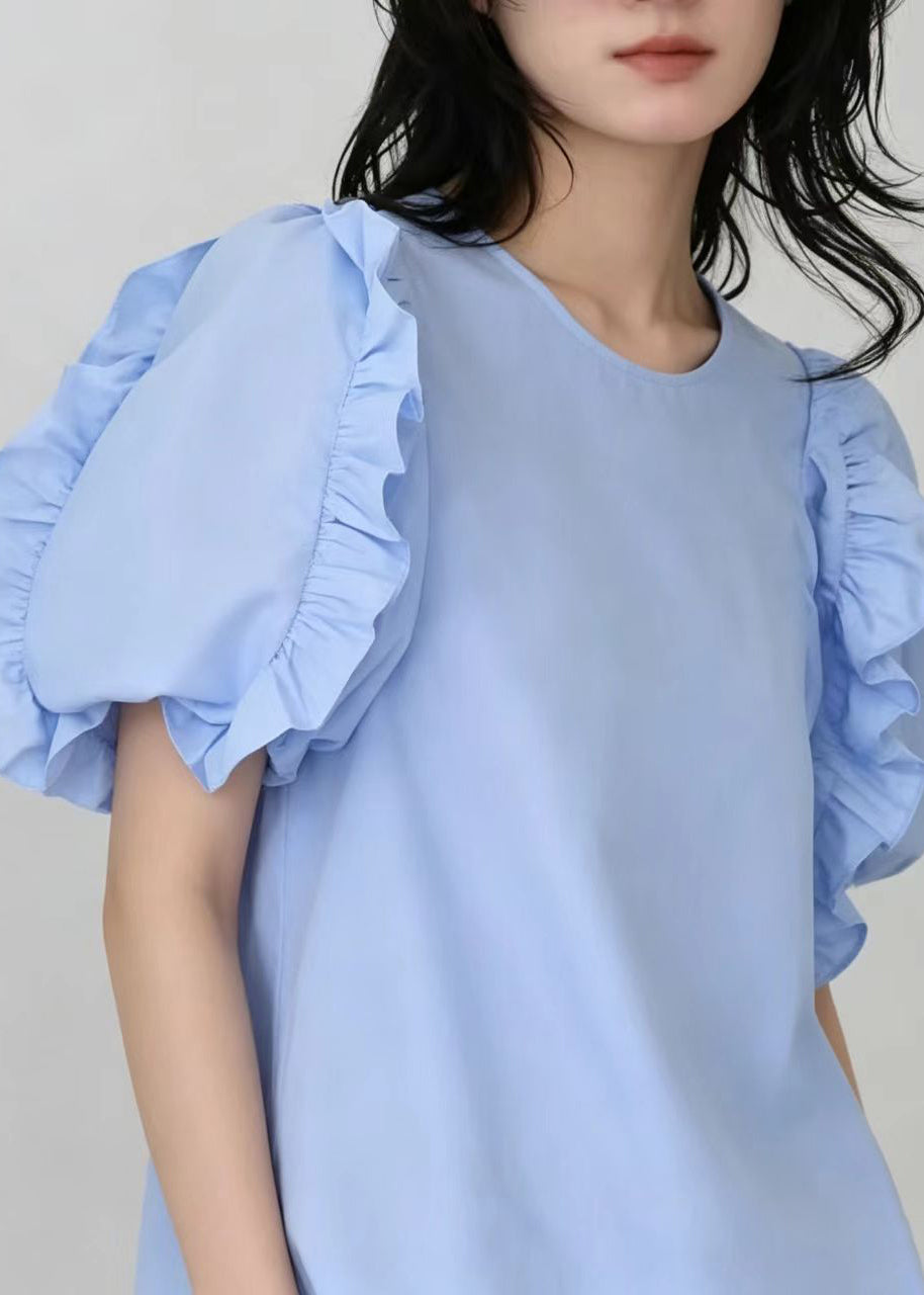 Women's Casual Shirt Top Ruffled Short Sleeve 4
