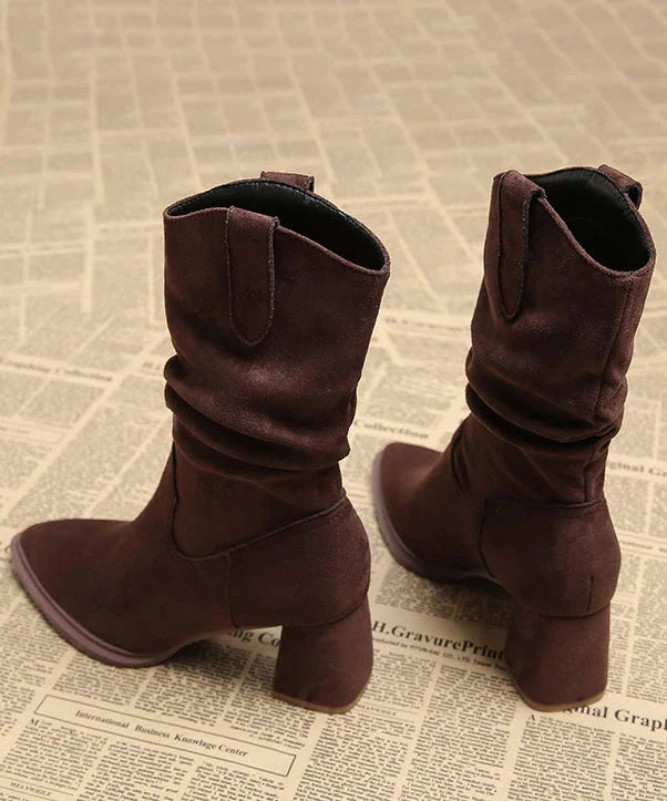 Women's Chunky Heel Boots Pointed Toe 4